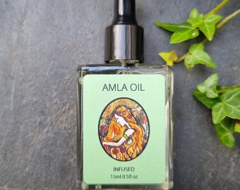 Amla oil, for hair, natural, infused 15ml. Glass pipette bottle