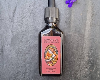 Tamanu Oil 100% Organic, Cold Pressed, Pure 50ml.  Glass pipette  bottle