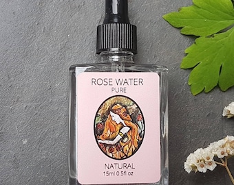 Rose Water 15ml, glass pipette bottle  Now organic