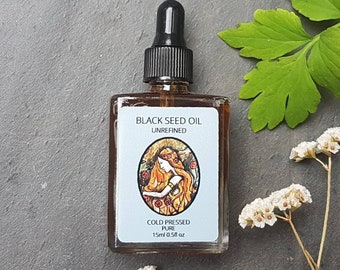 Black Seed Oil, Cold Pressed, Unrefined, Pure, 15ml.  Glass pipette bottle. Now Organic