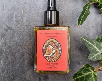 Raspberry Seed Oil, Cold Pressed, Unrefined, Pure, 15ml.  Glass pipette bottle