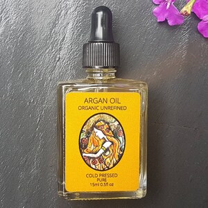 Argan oil 100% Organic, Cold Pressed, 15ml. Glass pipette bottle