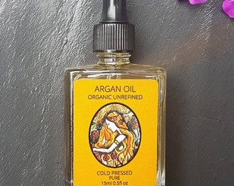 Argan oil 100% Organic, Cold Pressed, 15ml. Glass pipette bottle