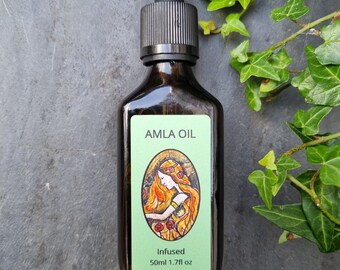 Amla oil, for hair, natural, infused 50ml. Glass pipette bottle