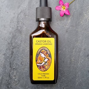 Organic Castor Oil. Cold pressed, pure. 50ml. Glass pipette bottle