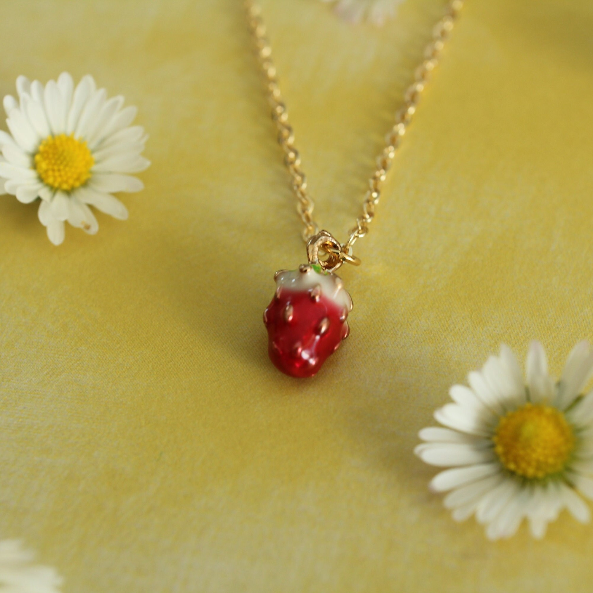Gold Strawberry Necklace 18 Inch Etsy UK