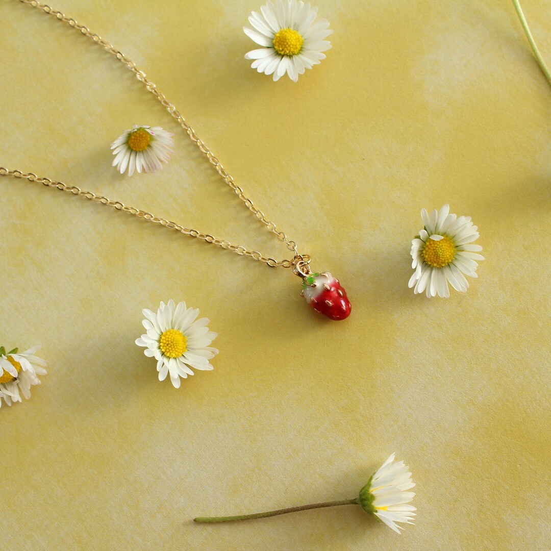 Gold Strawberry Necklace 18 Inch Etsy UK