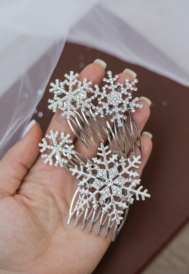 Snowflake hair comb Winter hair clip Bridal set flake of Etsy