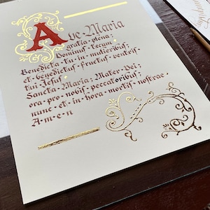 Prayer Ave Maria - Unique, Authentic Calligraphy Artwork, Handwritten ...