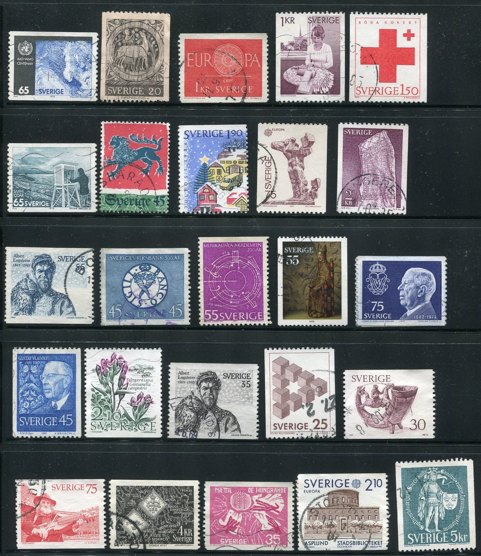 Swedish Stamps / 25 Vintage Used Postage Stamps From Sweden Etsy