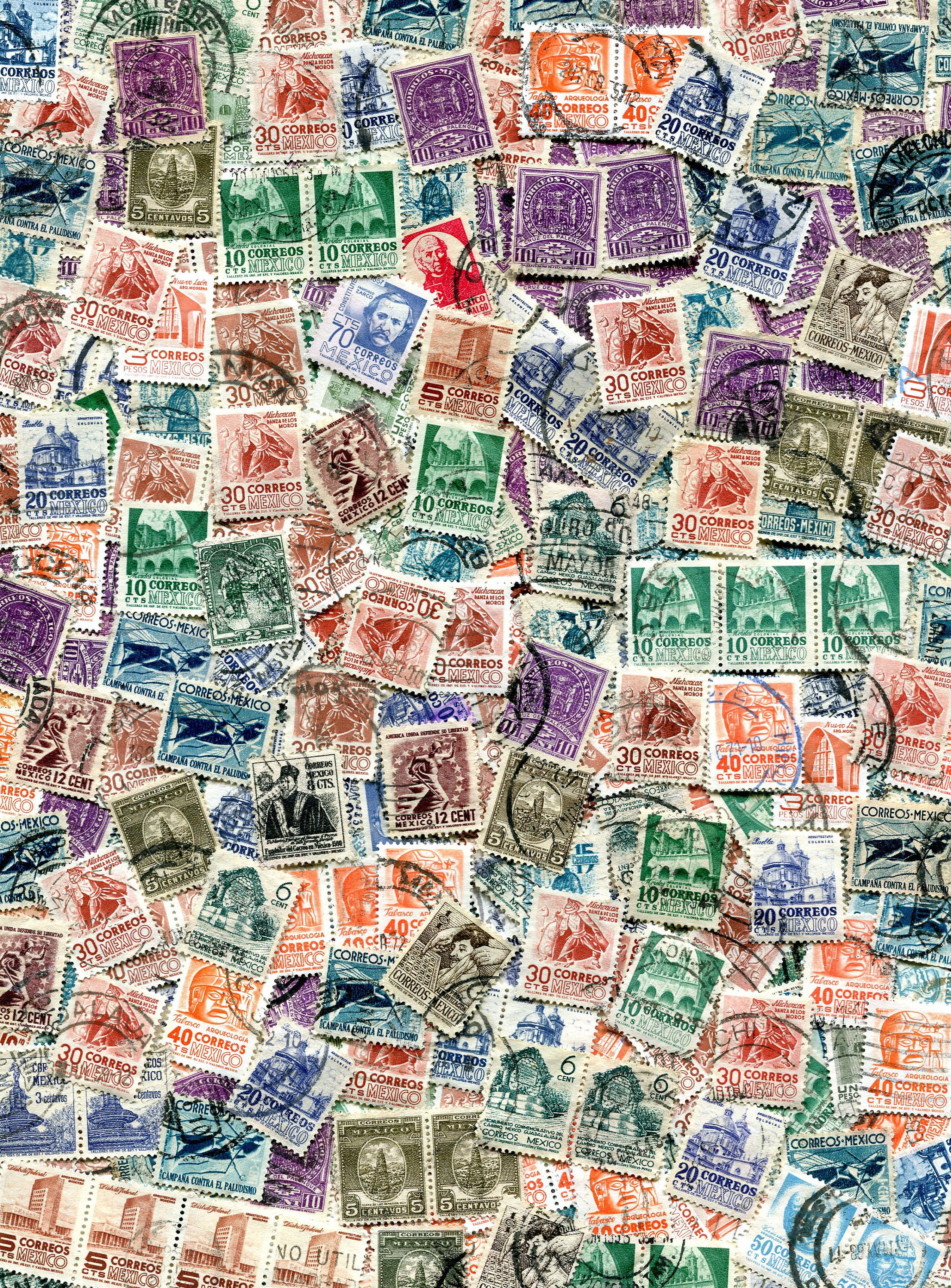 Mexican Stamps /25 Vintage Used Very Small Stamps From Etsy