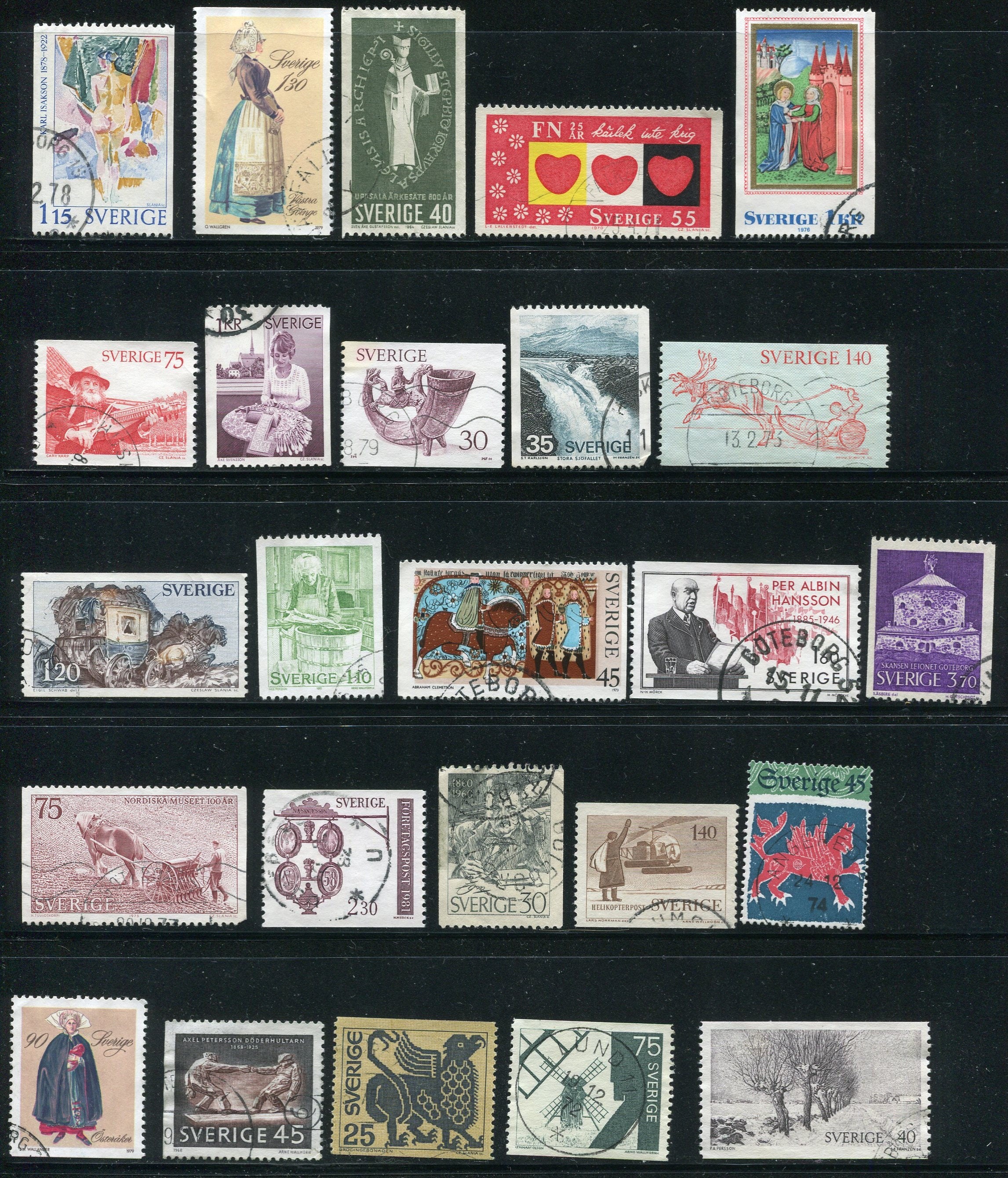 Swedish Stamps / 25 Vintage Used Postage Stamps From Sweden Etsy