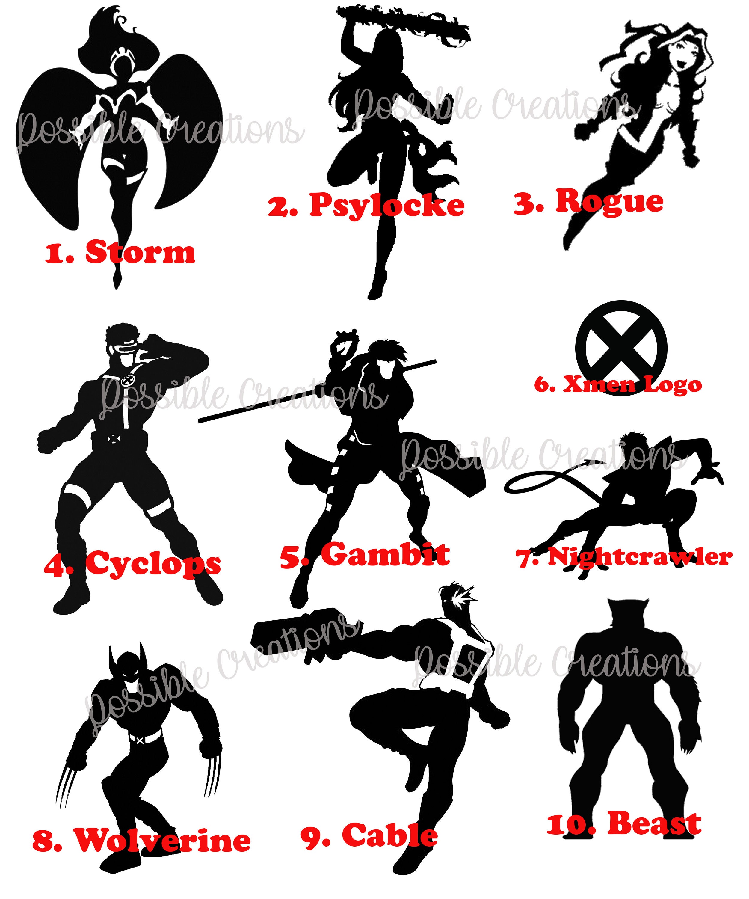 Marvel Xmen Avengers Beast Wolverine Psylocke Storm Rogue Cable Gambit  Cyclops Nightcrawler Vinyl Decal for Car/ipad/ Laptop - Etsy
