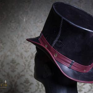 Ornate Leather TopHat black, Size 55-56,5cm, Single Piece image 5