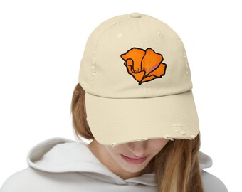 Y6Made California Poppy Unisex Distressed Cap