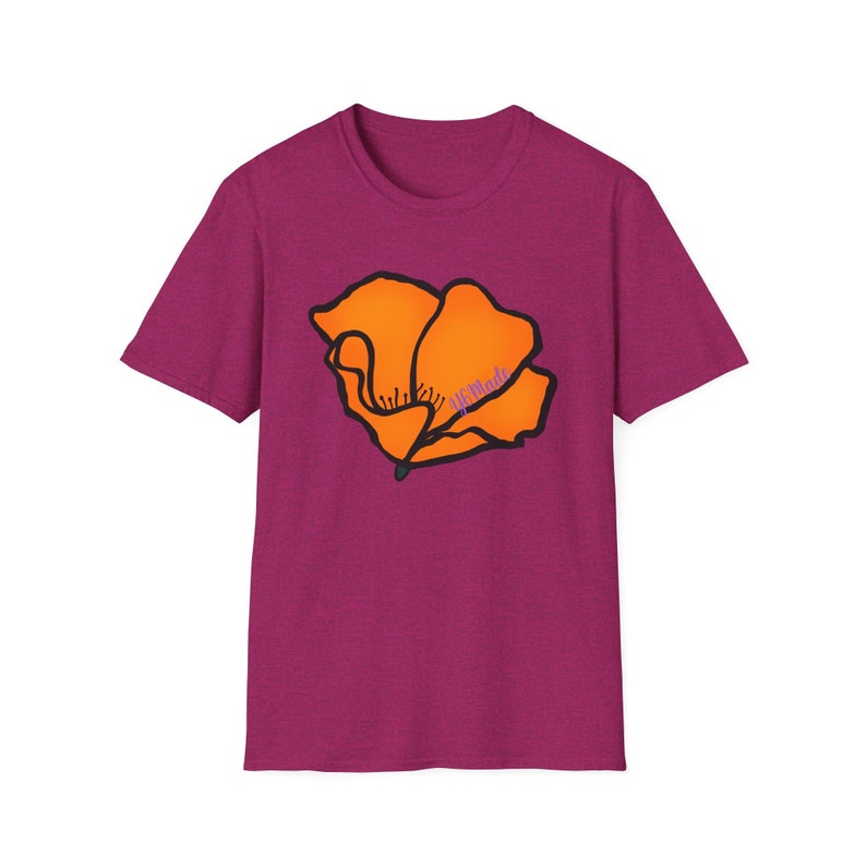 Large Y6Made California Poppy Unisex Softstyle T-Shirt image 3