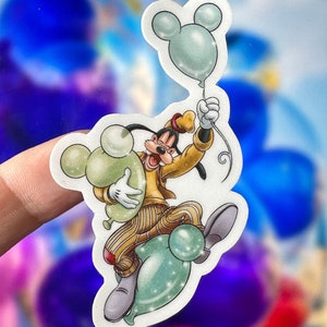 Goofy Mickey balloon sticker/ balloons laptop sticker/water bottle/ cell phone sticker/ planner/ journal/Disney souvenir