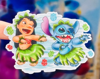 Lilo and Stitch hula laptop sticker/ Ohana Disney phone case sticker/cell phone/ laptop sticker/ journal planner decal/