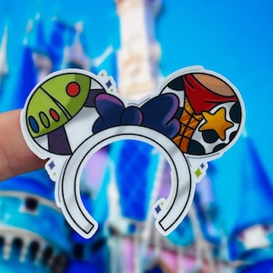 Woody and  Buzz lightyear mouse ears sticker/ Toy Story sticker/ to infinity and beyond sticker/ disney sticker/ cell phone sticker/
