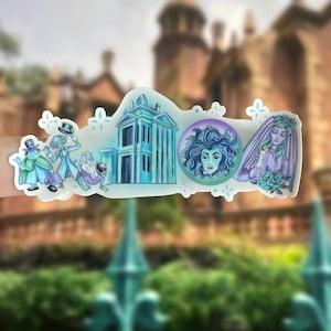 Haunted Mansion Landmarks Laptop sticker/ Haunted Mansion sticker/ Grim Grinning Ghosts Madame Leota / water bottle sticker/ planner sticker