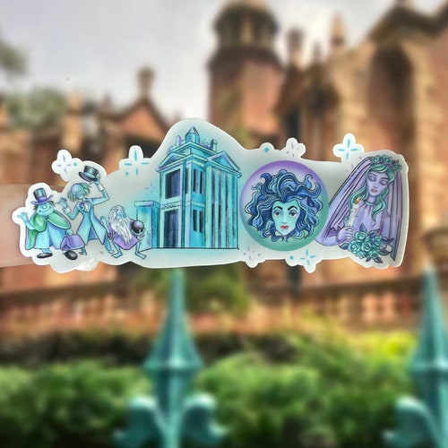 Haunted Mansion Landmarks Laptop sticker/ Haunted Mansion sticker/ Grim Grinning Ghosts Madame Leota / water bottle sticker/ planner sticker