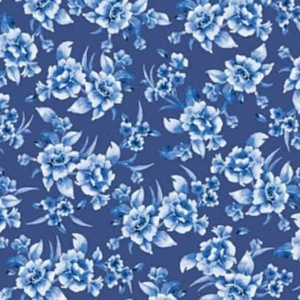 Chinoiserie Garden CHGA 04453-DB Medium Flower by Sandy Lynam Clough for P&B Textiles.  Sold by the Half Yard.