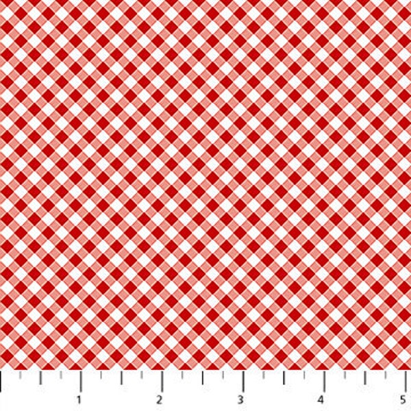 Smokin' Hot 24810-24 Red by Northcott.  Red and White Gingham Check on Diagonal by Northcott.  Sold by the Half Yard.