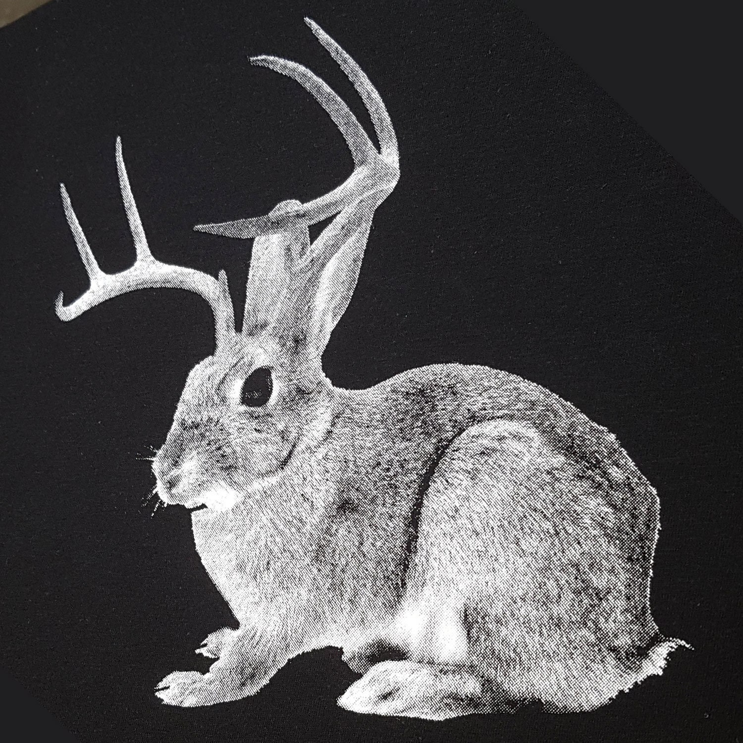 Tshirt Jackalope Black women tshirt with screen print Jackalope jackalope mom shirt bunny tee Gift for her