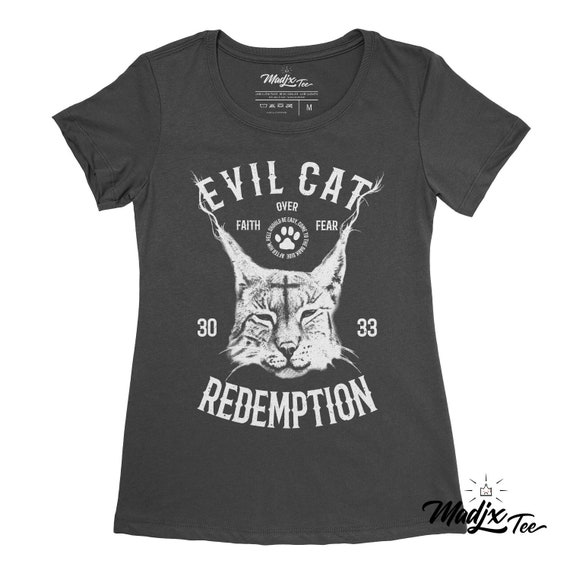 Evil Cat Redemtion Black T-shirt Cat T 