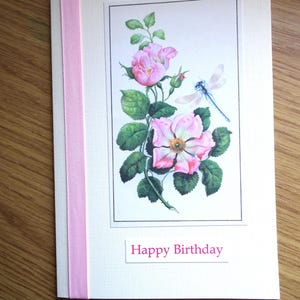 Tarjeta de cumpleaños de rosa: Flor de nacimiento de junio, estilo cottagecore vintage