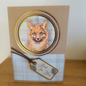 Fox Birthday Card, Male Birthday Card, Animal Greeting Card, Fox and Tartan Card