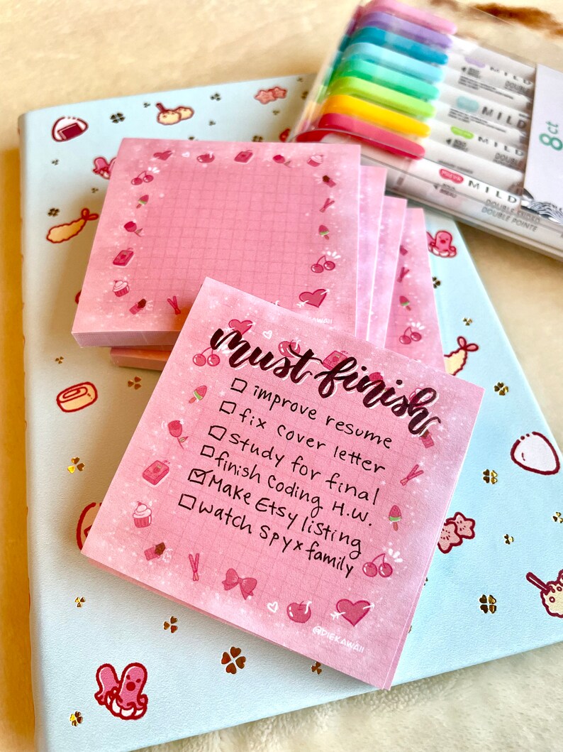 Pink N' Sweet Post It Notes | Kawaii Food, Candy & Dessert Sticky Notes ...