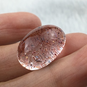 Natural strawberry in clear quartz Ring cab crystal healing-1