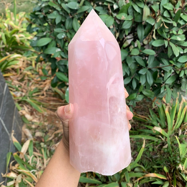 8.18 /'/' Natural pink rose Quartz Crystal Obelisk Wand Point crystal Healing-A54