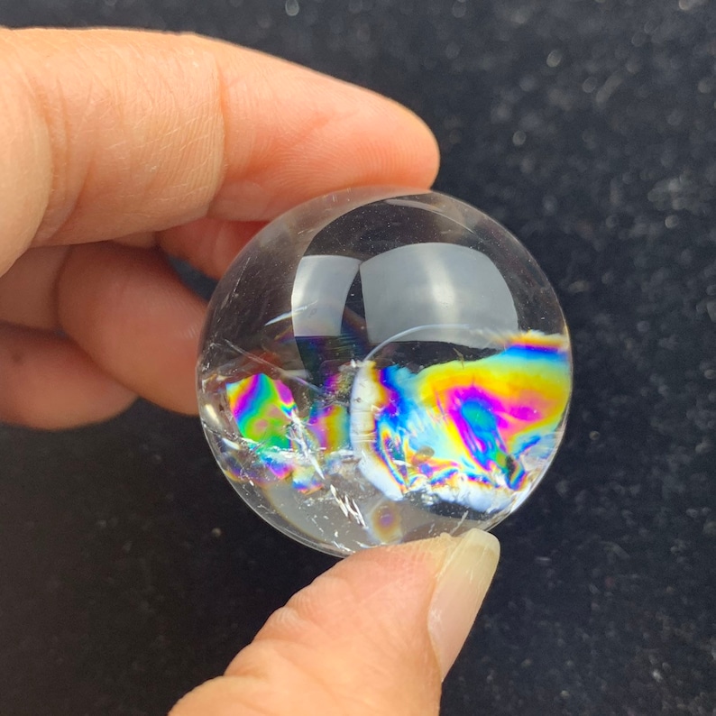 Rainbow!29 mm Natural Rainbow quartz crystal Sphere Ball crystal healing-13