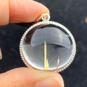 Natural polished golden hair Rutilated Quartz Crystal silver pendant-10 g