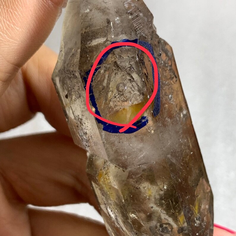 at least 8 mobile black sand /& water bubbles Rare!Natural Double Terminated Elestial Enhydro Quartz crystal Point From Sichuan China-CH-10