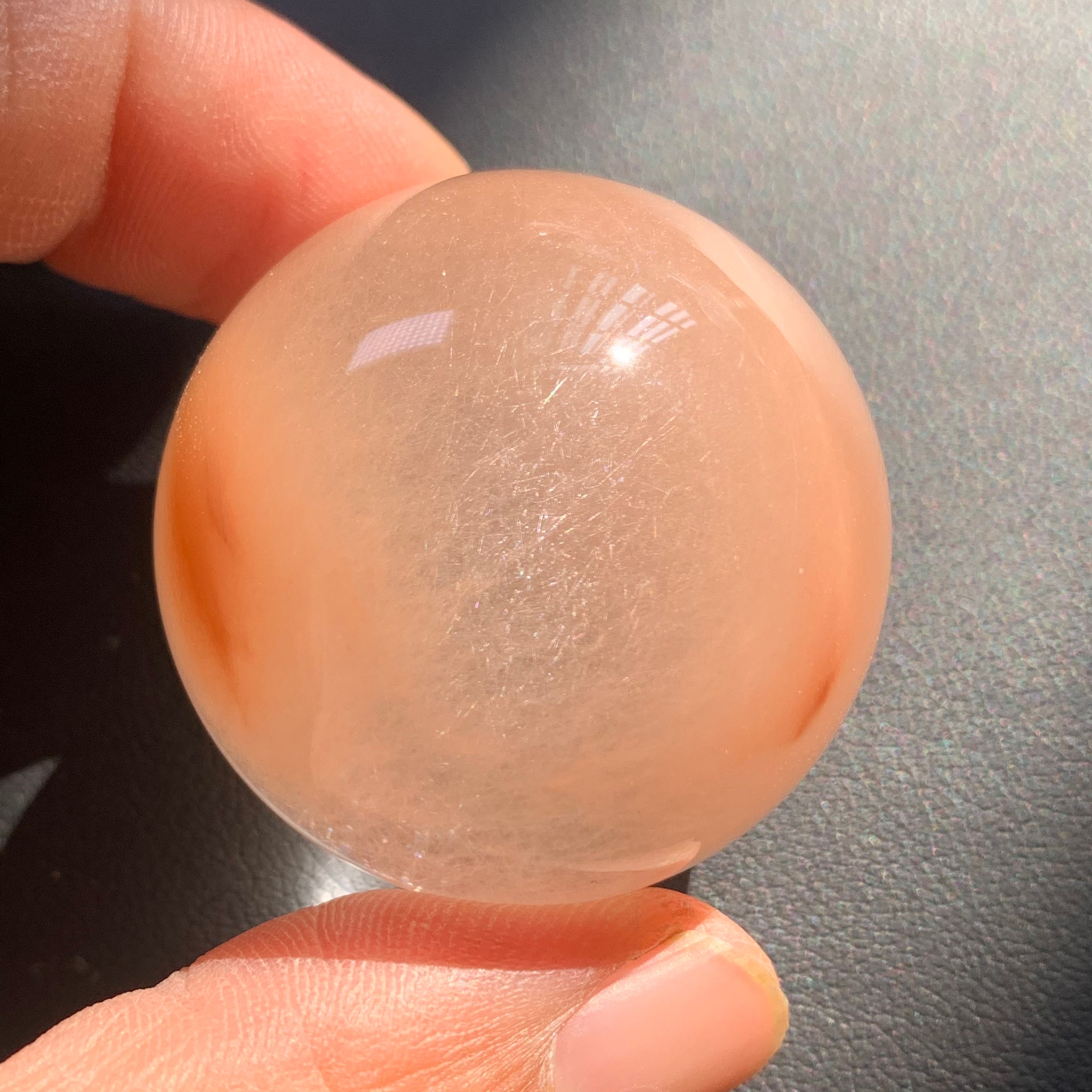 34mm Natural orange Amphibole quartz rutilated quartz sphere