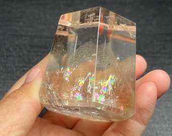Rare natural clear quartz with pyrite inside with phantom inside rainbow Quartz Crystal Freeform quartz-4