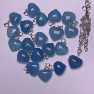 2-3g high quality Natural blue aquamarine Quartz crystal 13-14mm mini puffy hearts sterling silver pendant from Brazil