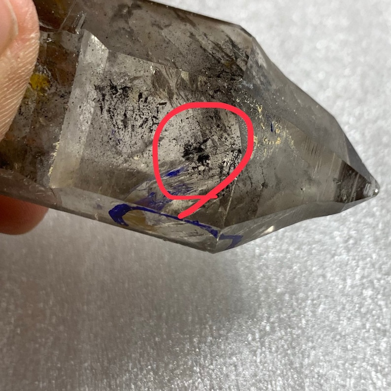 at least 8 mobile black sand /& water bubbles Rare!Natural Double Terminated Elestial Enhydro Quartz crystal Point From Sichuan China-CH-10
