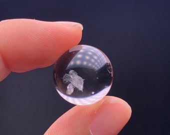 Rare calcite in Natural clear Quartz Crystal sphere crystal healing-16mm-6.6g