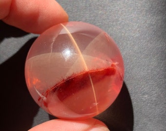 32mm Sericite Inclusions Rose Quartz Sphere from Brazil