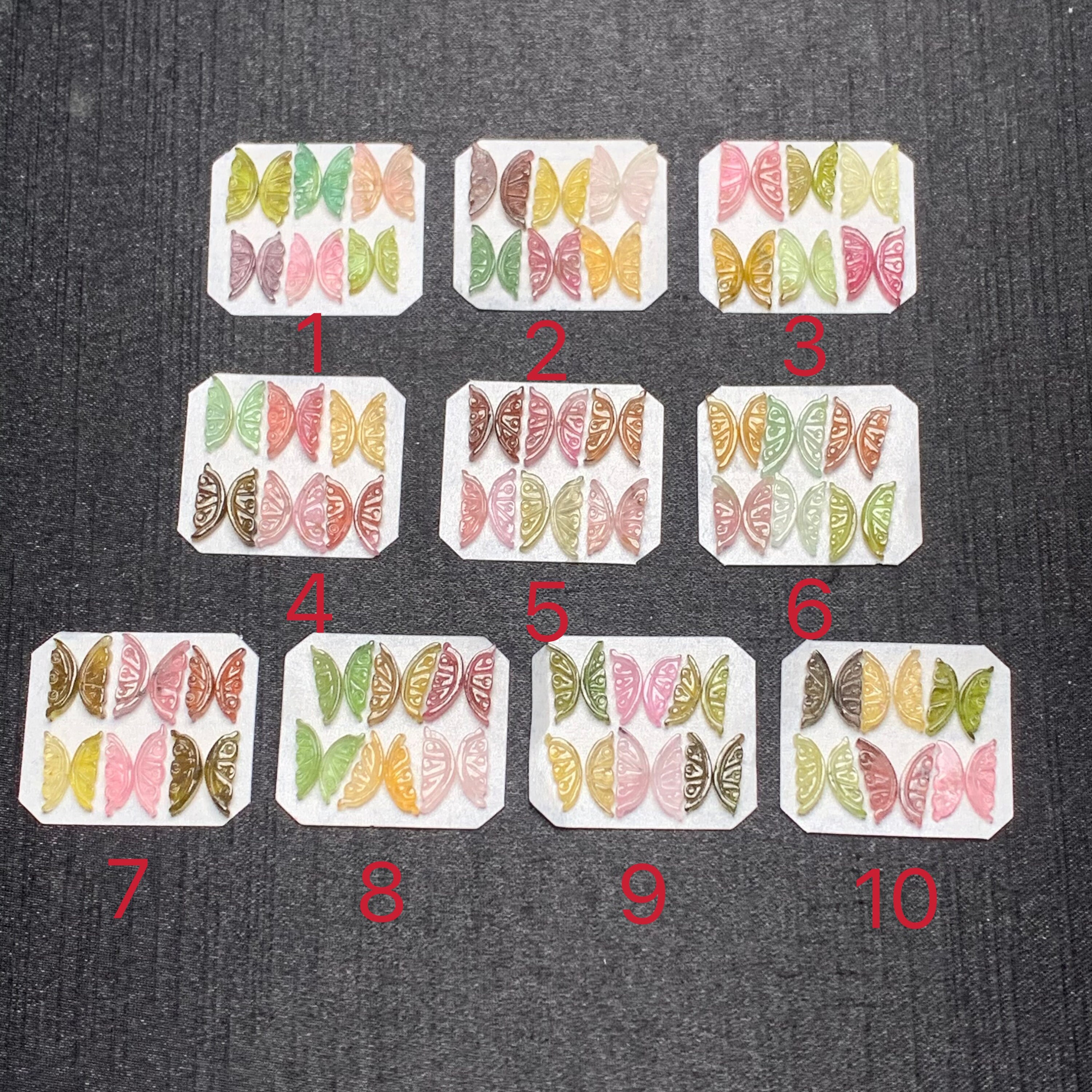 6 pcs Natural Colourful Tourmaline butterfly