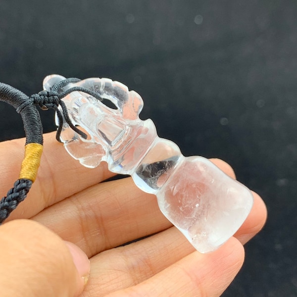 Natural clear quartz Crystal amulet VAJRA dorje bell pendant crystal Healing