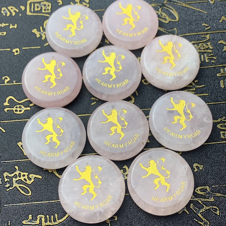 Wholesale!40pcs Natural rose quartz Hear my roar ice and fire drilled crystals pendants