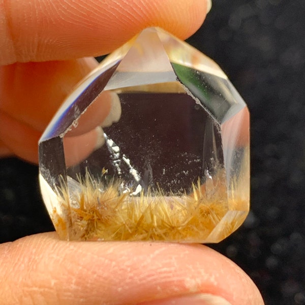 Natural polished golden hair flower Rutilated Quartz Crystal specimen-8 g