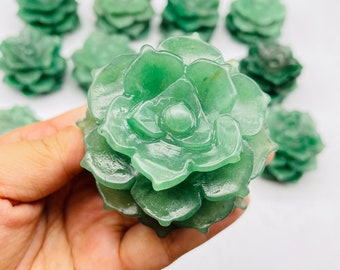 Natural aventurine carved succulent plant,crystal healing