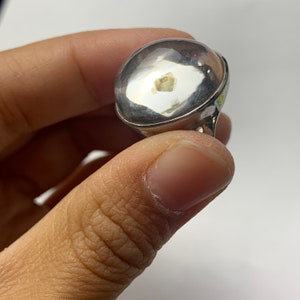 Rare natural clear quartz with green mica inclusions Quartz Crystal silver woman Ring