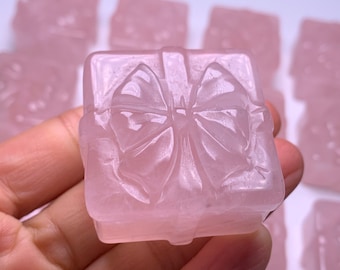 1pcs Natural rose quartz carved gift box,crystal healing